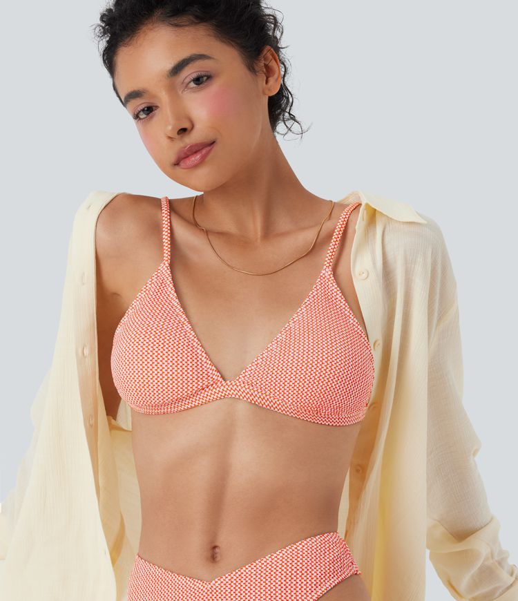 Tie Back Gingham Bikini Top Swimsuit