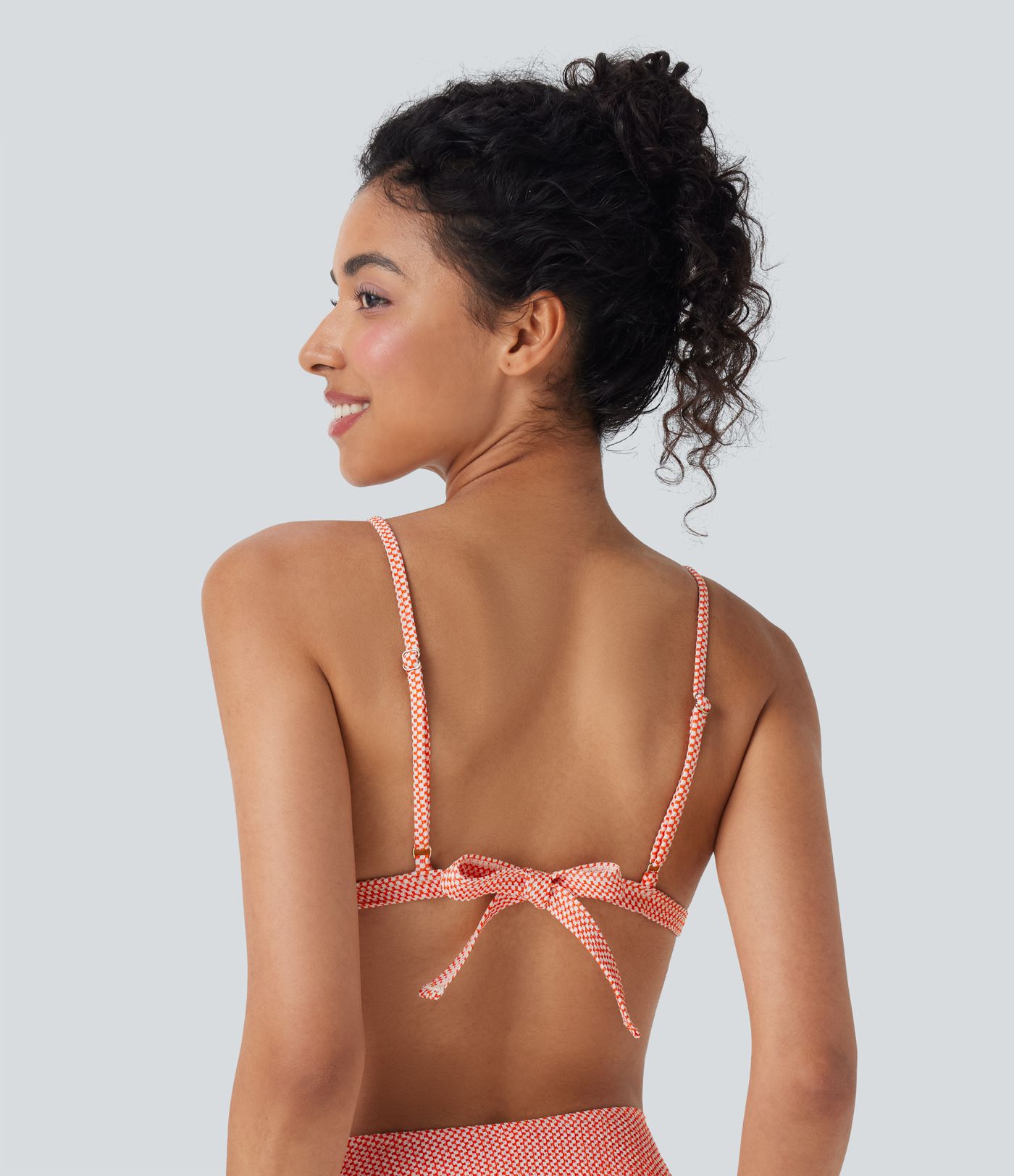 Tie Back Gingham Bikini Top Swimsuit