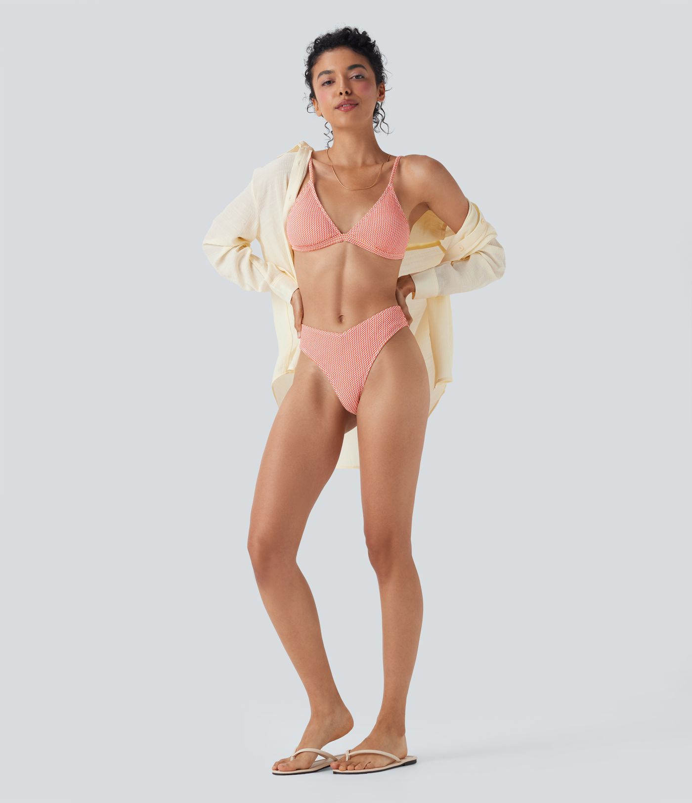 Tie Back Gingham Bikini Top Swimsuit