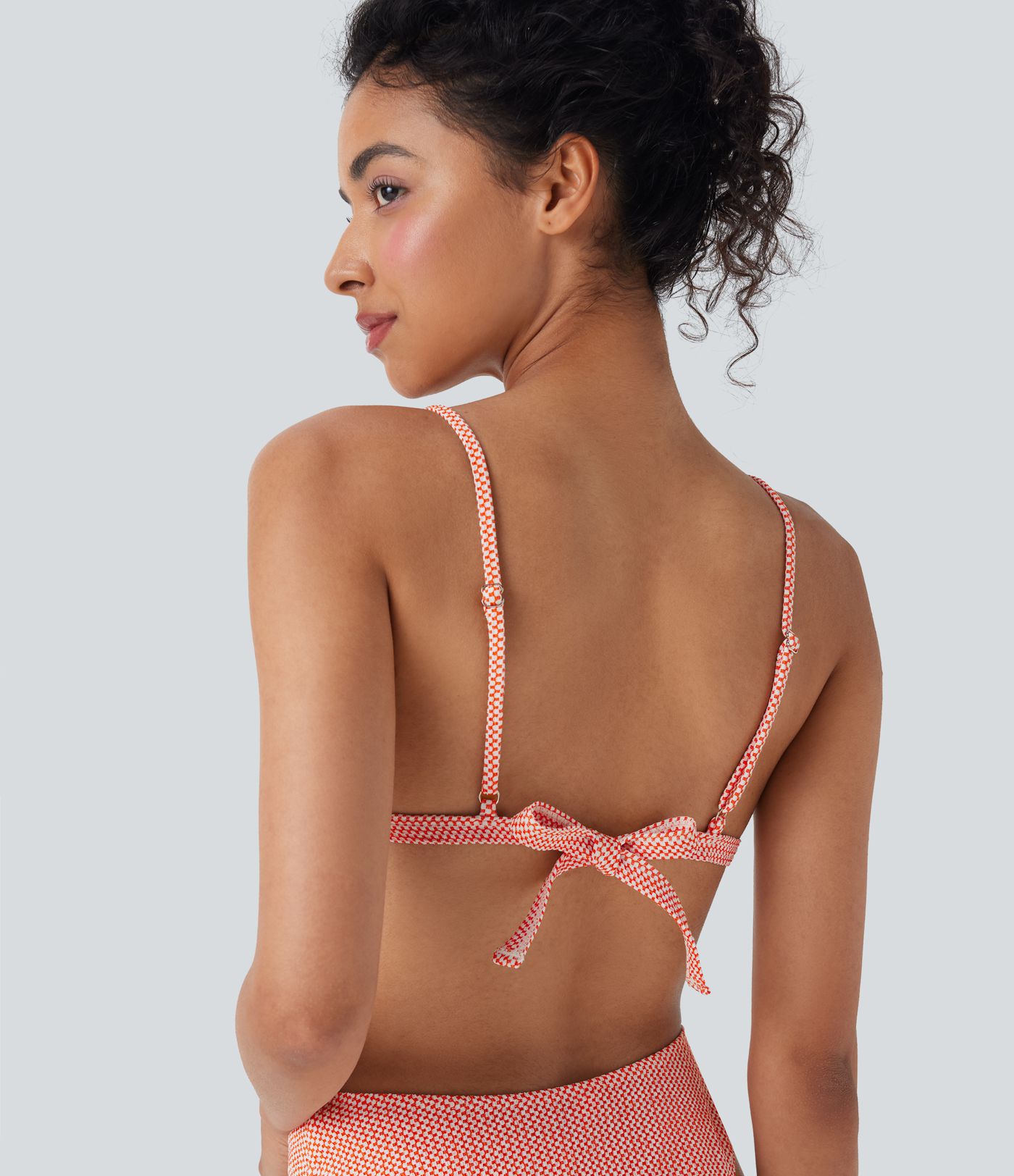 Tie Back Gingham Bikini Top Swimsuit