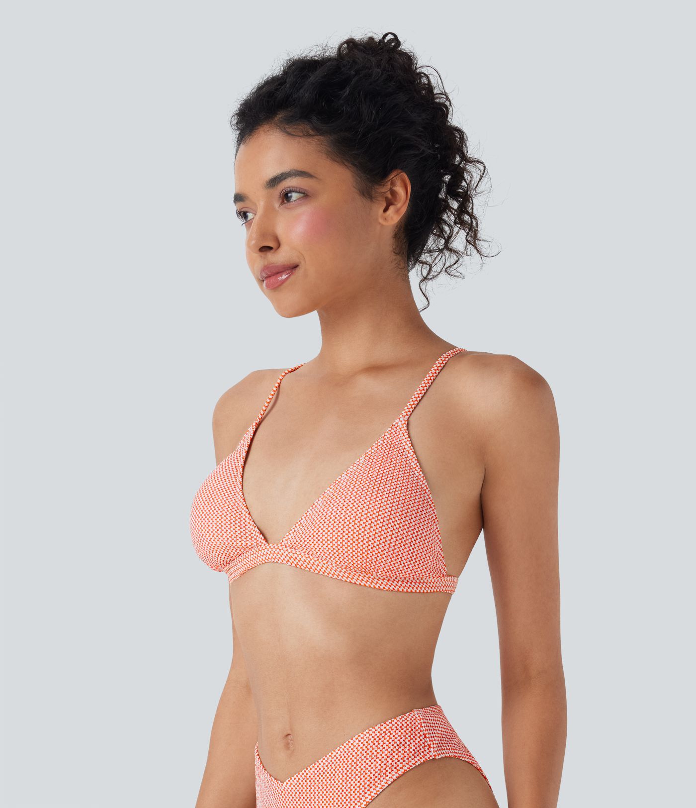 Tie Back Gingham Bikini Top Swimsuit