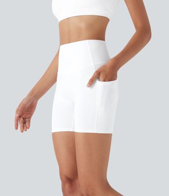 SpeedWave™ High Waisted Tummy Control Butt Lifting Pocket Contrast Mesh Quick Dry Workout Bike Running Shorts 5''