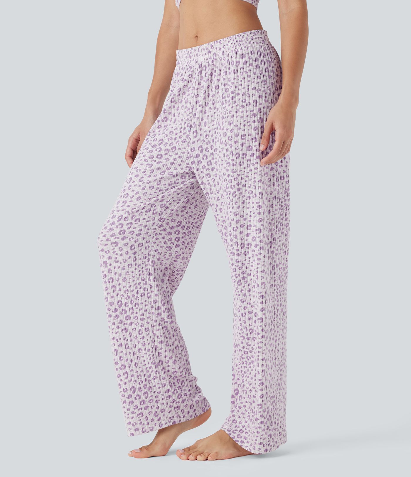 High Waisted Wide Leg Leopard Print Lounge Trousers