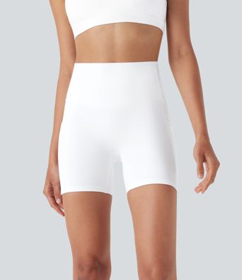 SpeedWave™ High Waisted Tummy Control Butt Lifting Pocket Contrast Mesh Quick Dry Workout Bike Running Shorts 5''