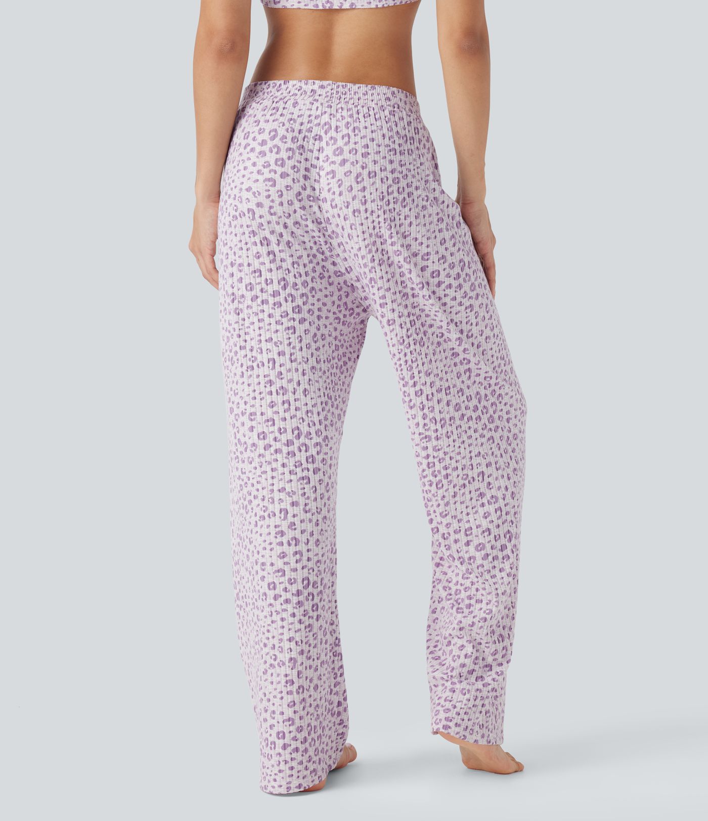 High Waisted Wide Leg Leopard Print Lounge Trousers