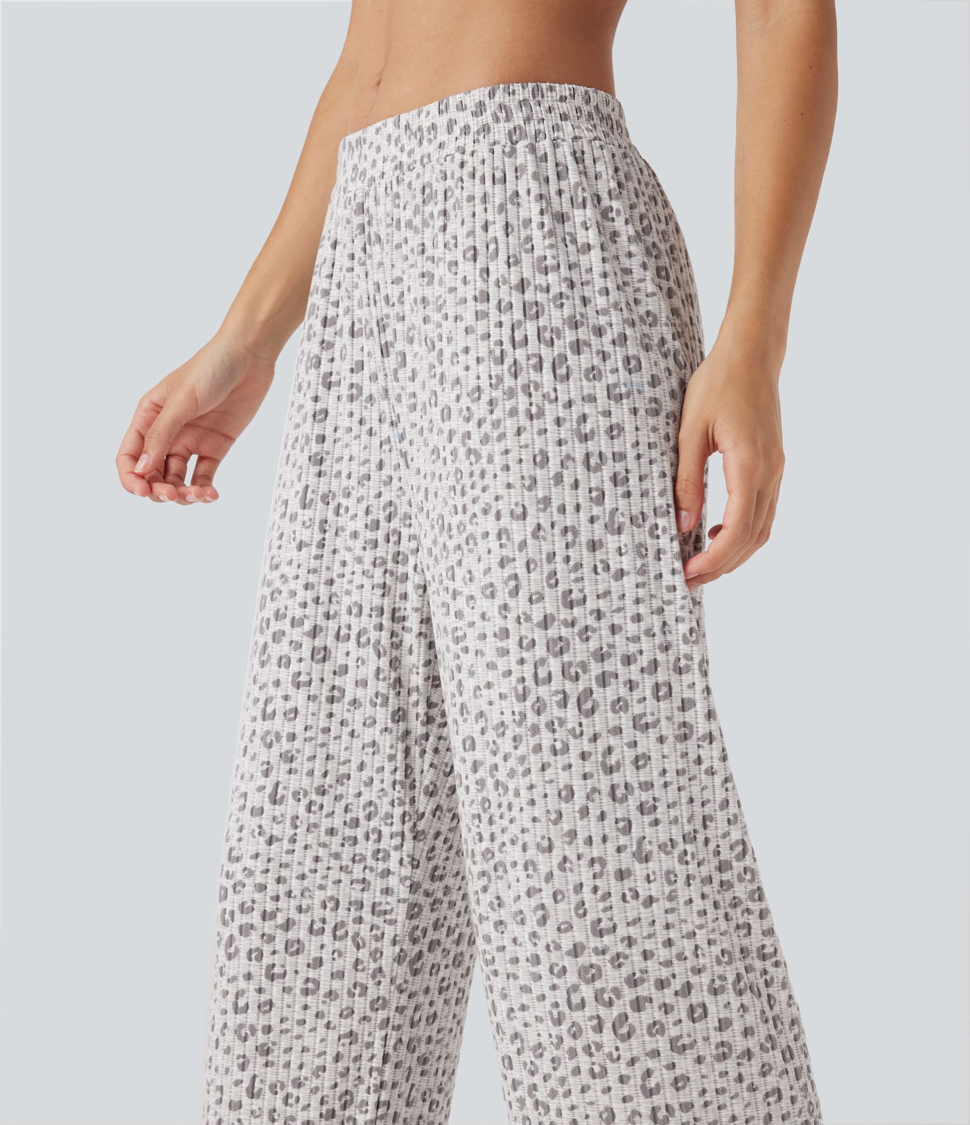 High Waisted Wide Leg Leopard Print Lounge Pants