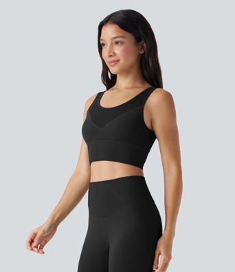 Light Support OneForm Seamless Flow U Back Ribbed Hem Yoga Sports Bra A-D Cups