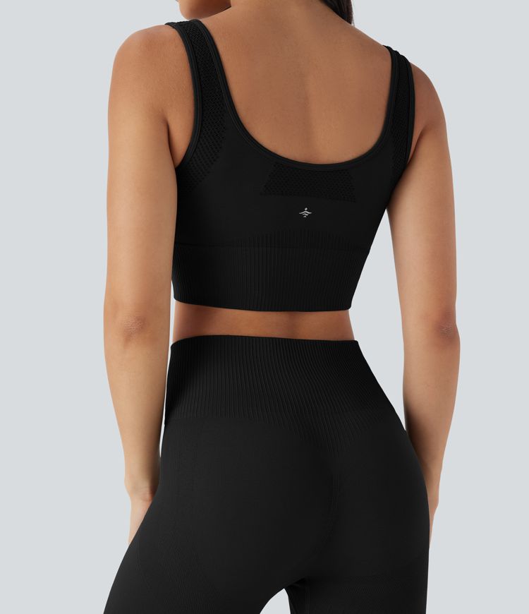 Light Support OneForm Seamless Flow U Back Ribbed Hem Yoga Sports Bra A-D Cups
