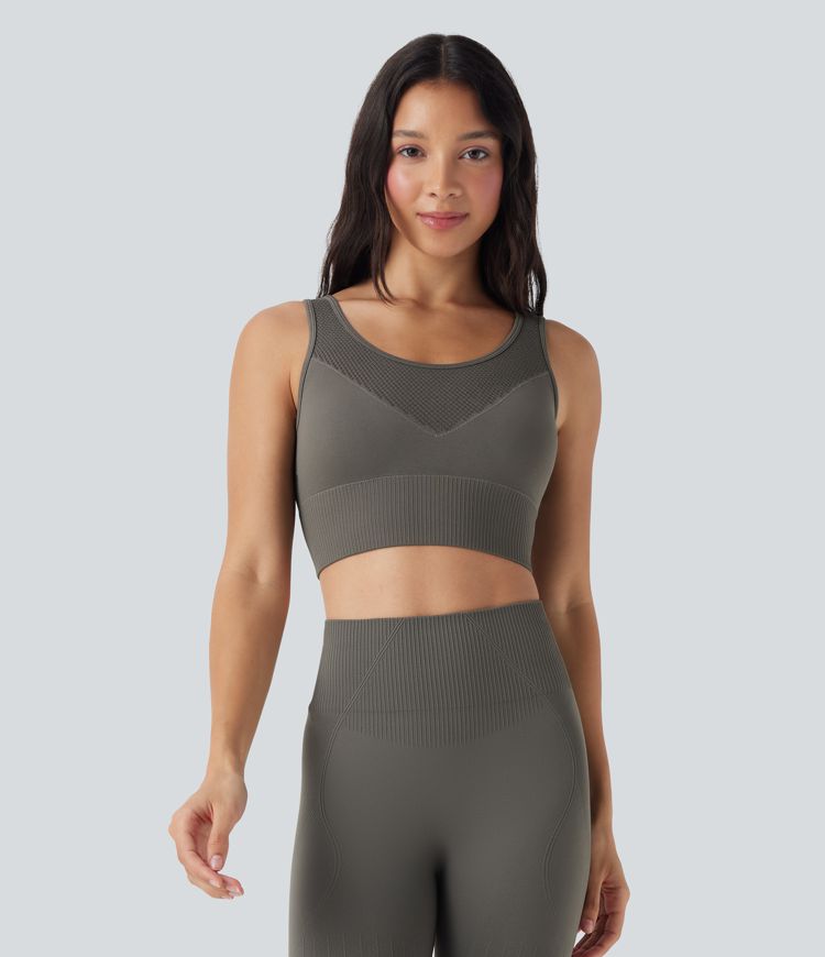 Brasier deportivo Seamless Flow sin costuras de sujeción baja con espalda en U y pretina acanalada en copas A-C