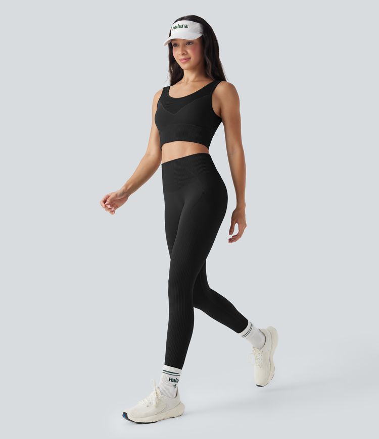Light Support OneForm Seamless Flow U Back Ribbed Hem Yoga Sports Bra A-D Cups