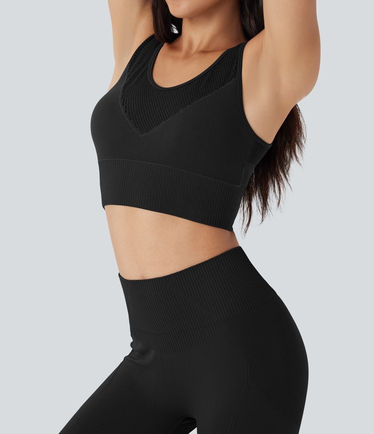Light Support OneForm Seamless Flow U Back Ribbed Hem Yoga Sports Bra A-D Cups