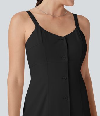 Robe mini décontractée dos nu à boutons