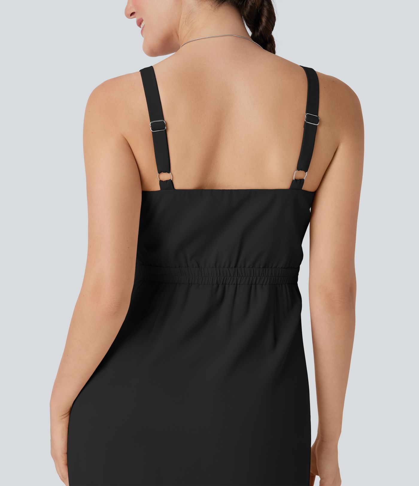 Robe mini décontractée dos nu à boutons