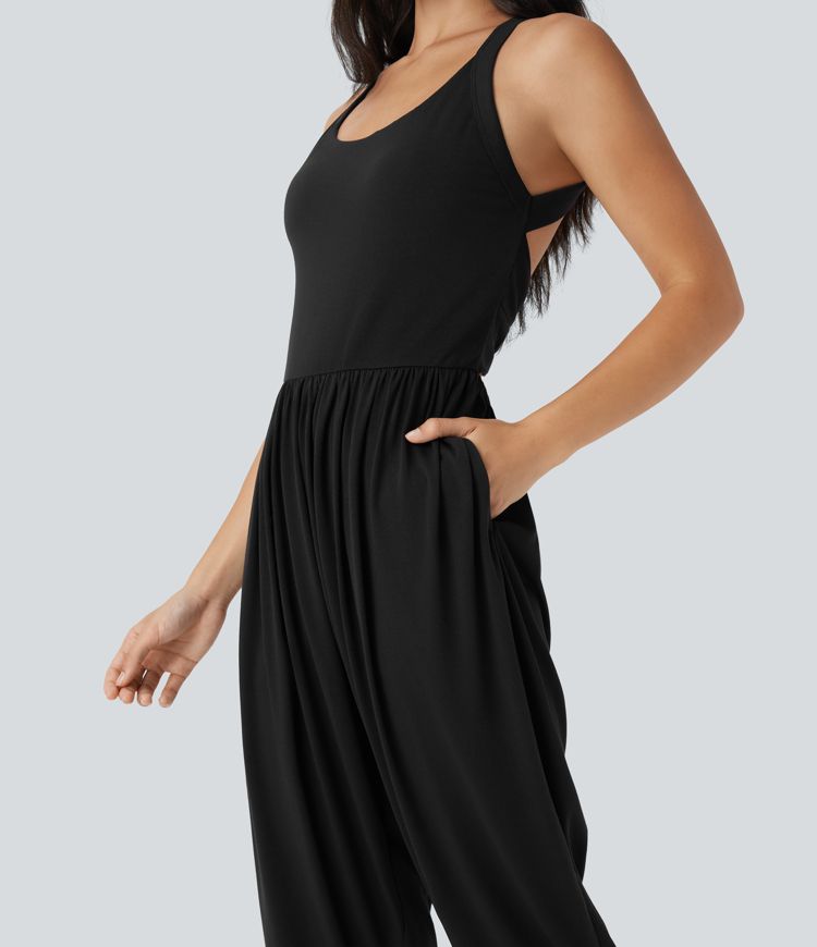 Built-in Bra Harem Casual Jumpsuit with Pockets-Easy Peezy Edition