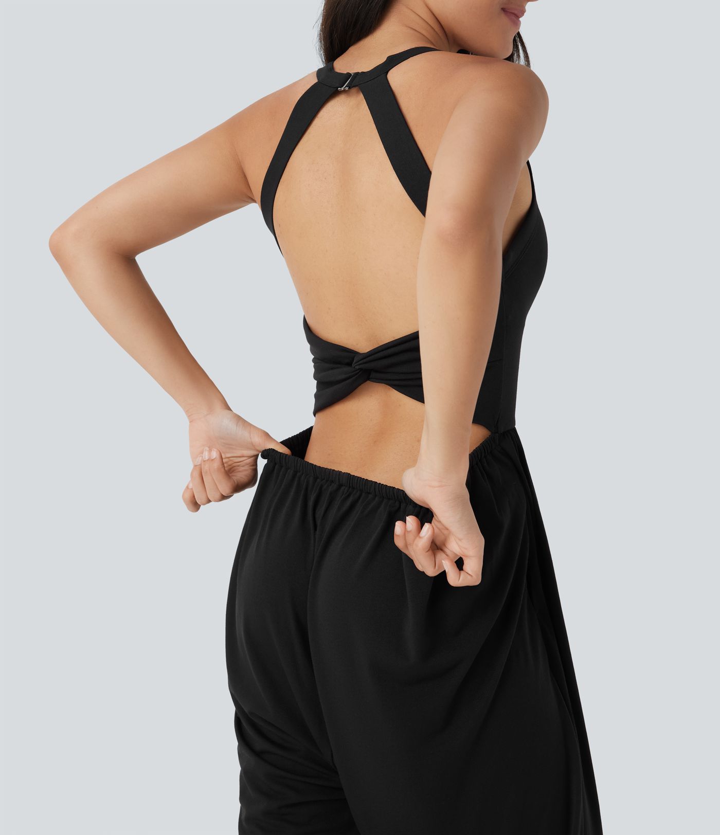 Built-in Bra Harem Casual Jumpsuit with Pockets-Easy Peezy Edition