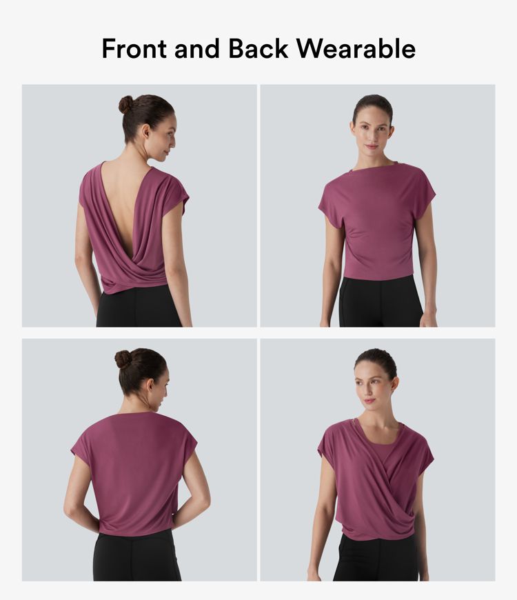 Batwing Sleeve Yoga Sports Top-Front and Back Wearable