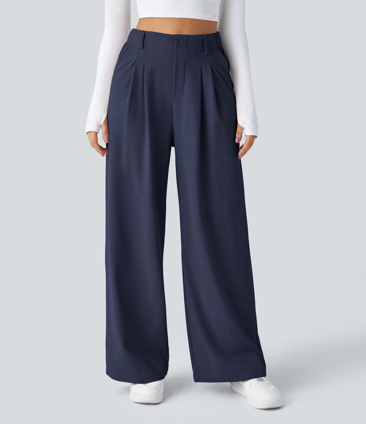 Halara Flex™ High Waisted Pocket Wide Leg Waffle Work Trousers