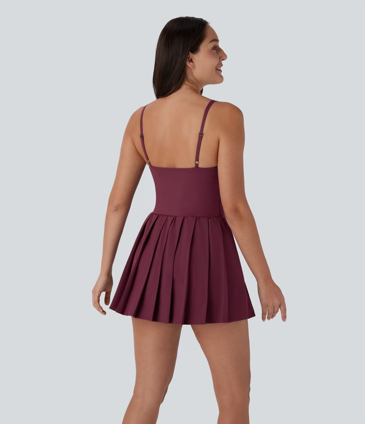 Breezeful™ Pleated Adjustable Buckle 2-in-1 Micro Mini Quick Dry Casual Slip Dress with Pocket-Easy Peezy