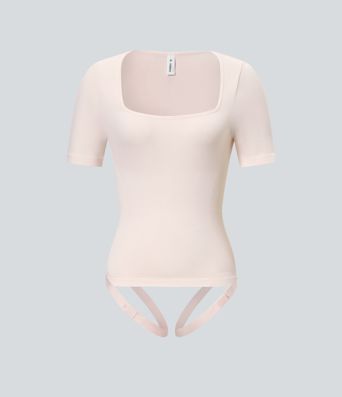 OneForm Seamless Flow Smoothing Square Neck Adjustable Leg Straps Work Bodysuit-Easy Peezy