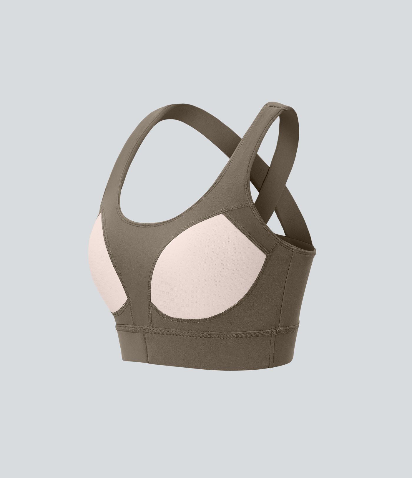 Sujetador deportivo push-up de sujeción media con espalda cruzada abierta para running