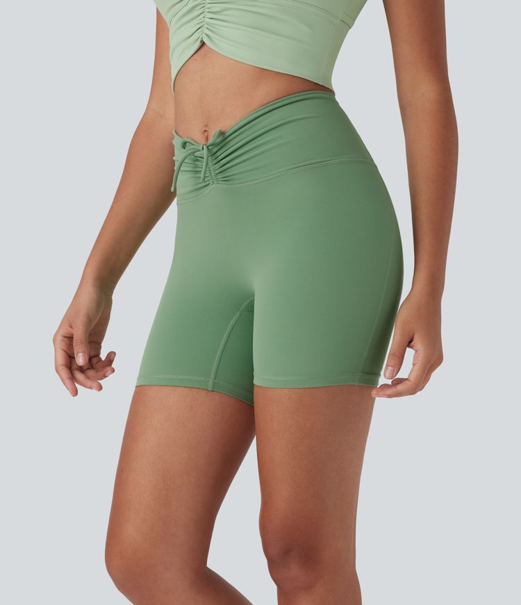 Halara UltraSculpt™ High Waisted Drawstring Ruched Yoga Biker Shorts 5'' with Pocket