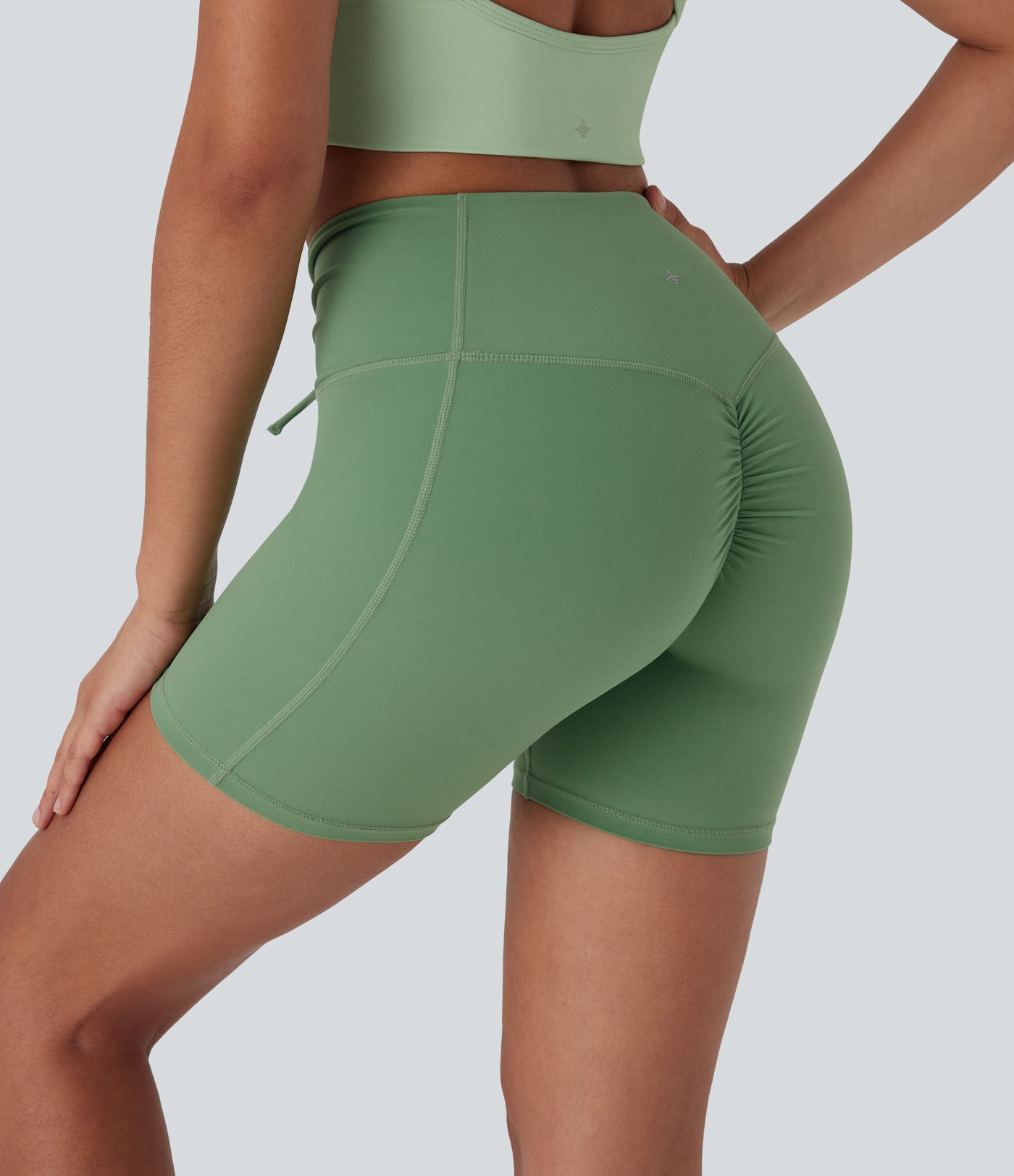 Halara UltraSculpt™ High Waisted Drawstring Ruched Yoga Biker Shorts 5'' with Pocket