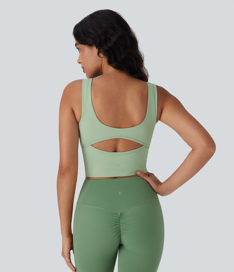 SoftlyZero™ Airy Cut Out Ruched Cool Touch Yoga Tank Top