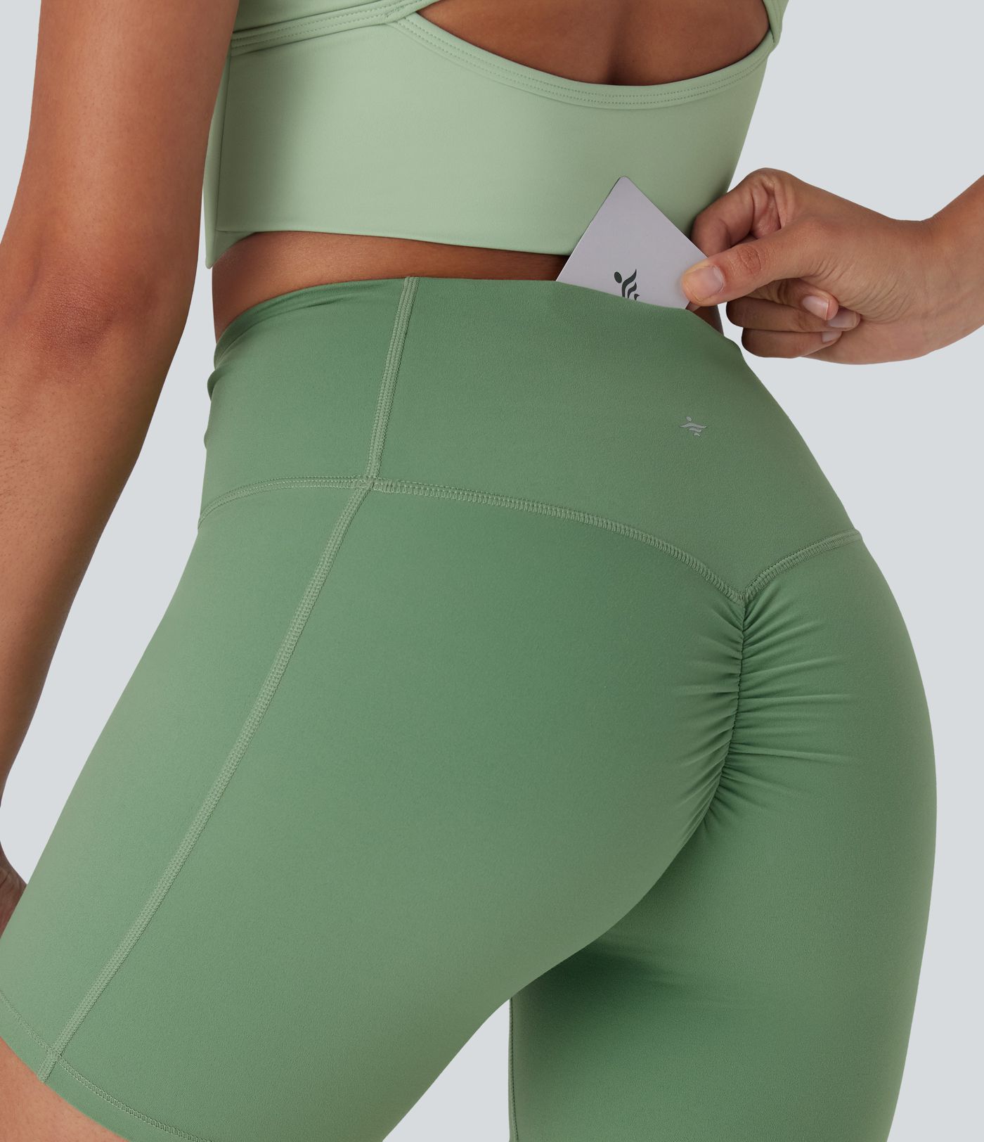 Halara UltraSculpt™ High Waisted Drawstring Ruched Yoga Biker Shorts 5'' with Pocket