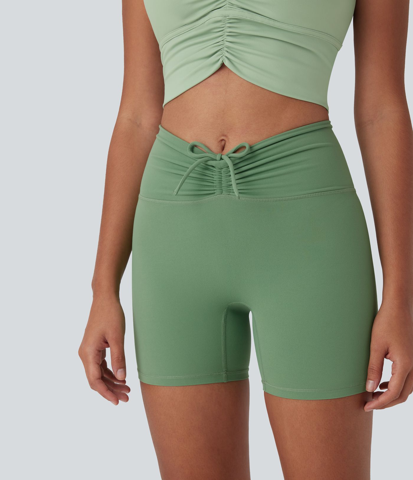 Halara UltraSculpt™ High Waisted Drawstring Ruched Yoga Biker Shorts 5'' with Pocket