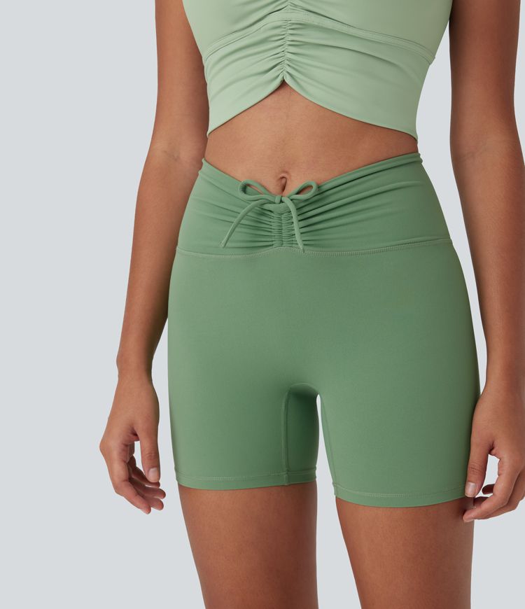 Halara UltraSculpt™ High Waisted Drawstring Ruched Yoga Biker Shorts 5'' with Pocket