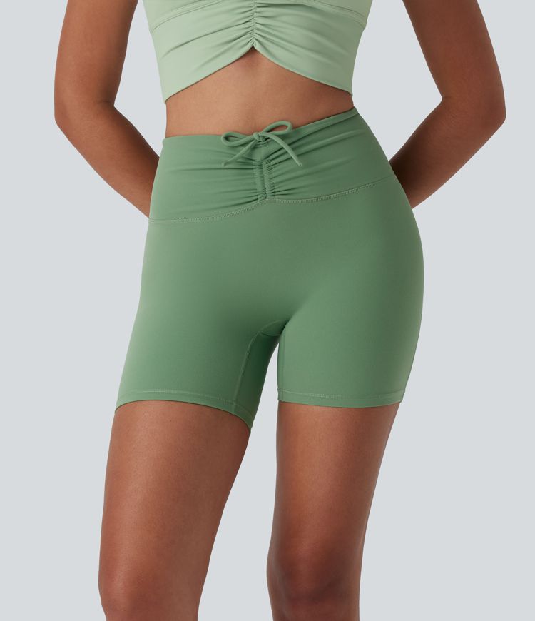 Halara UltraSculpt™ High Waisted Drawstring Ruched Yoga Biker Shorts 5'' with Pocket
