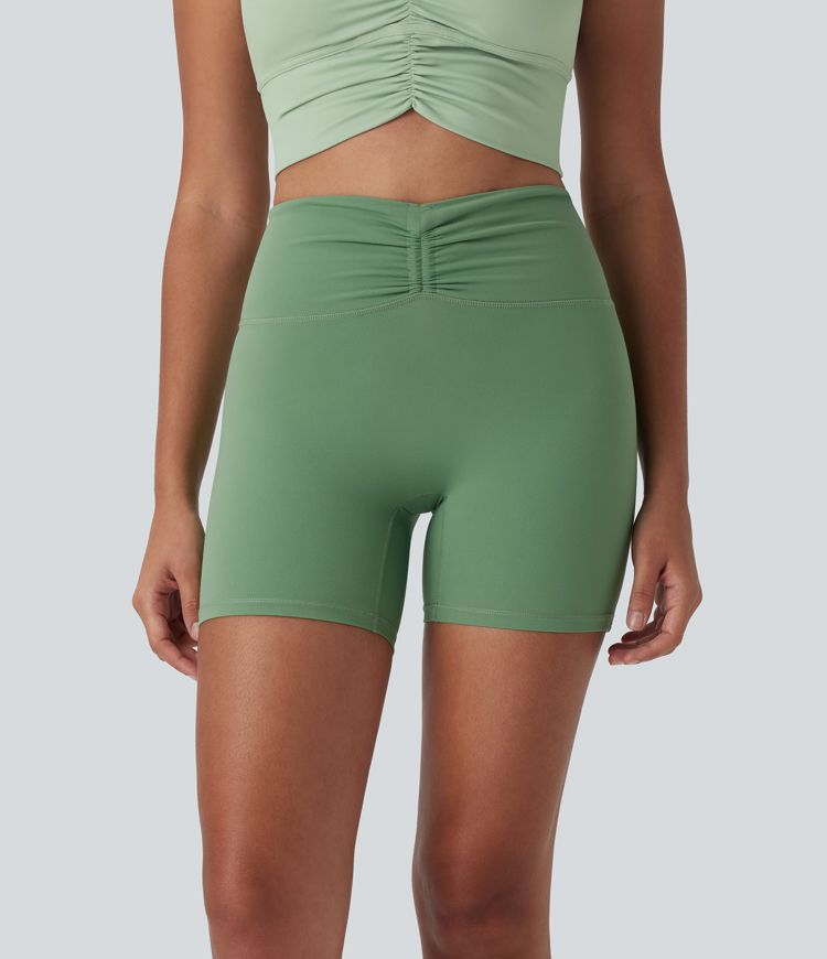 Halara UltraSculpt™ High Waisted Drawstring Ruched Yoga Biker Shorts 5'' with Pocket