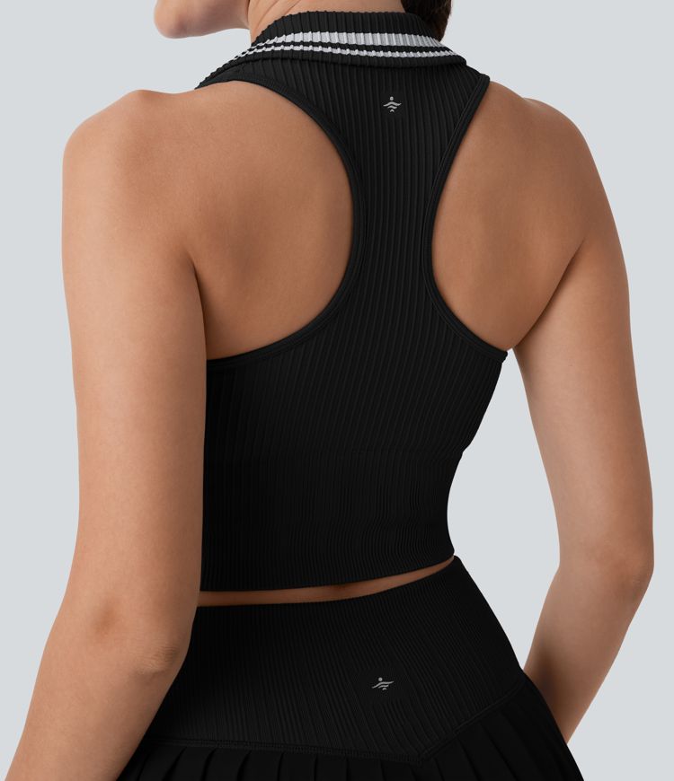 OneForm Seamless Flow Racerback Color Block Cropped Tennis Tank Top
