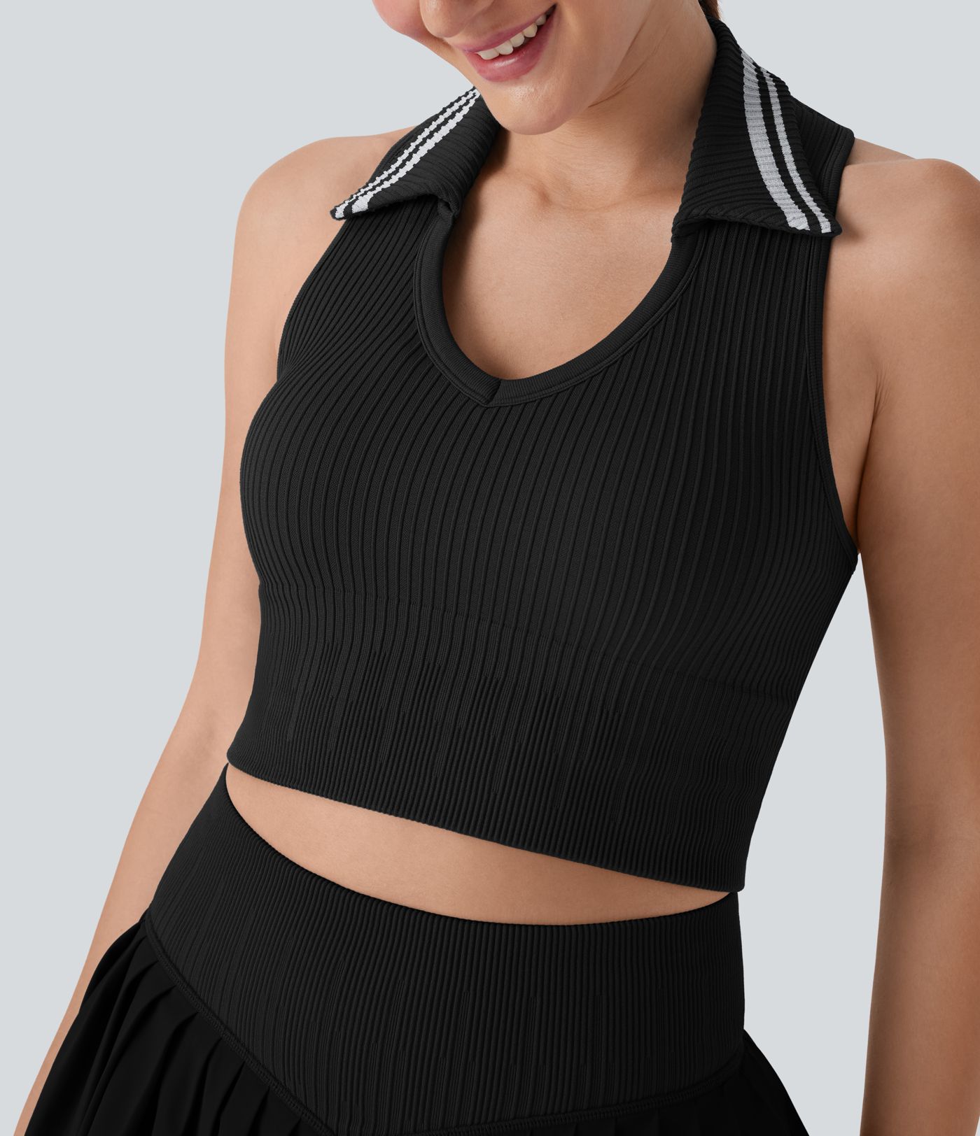 OneForm Seamless Flow Racerback Color Block Cropped Tennis Tank Top