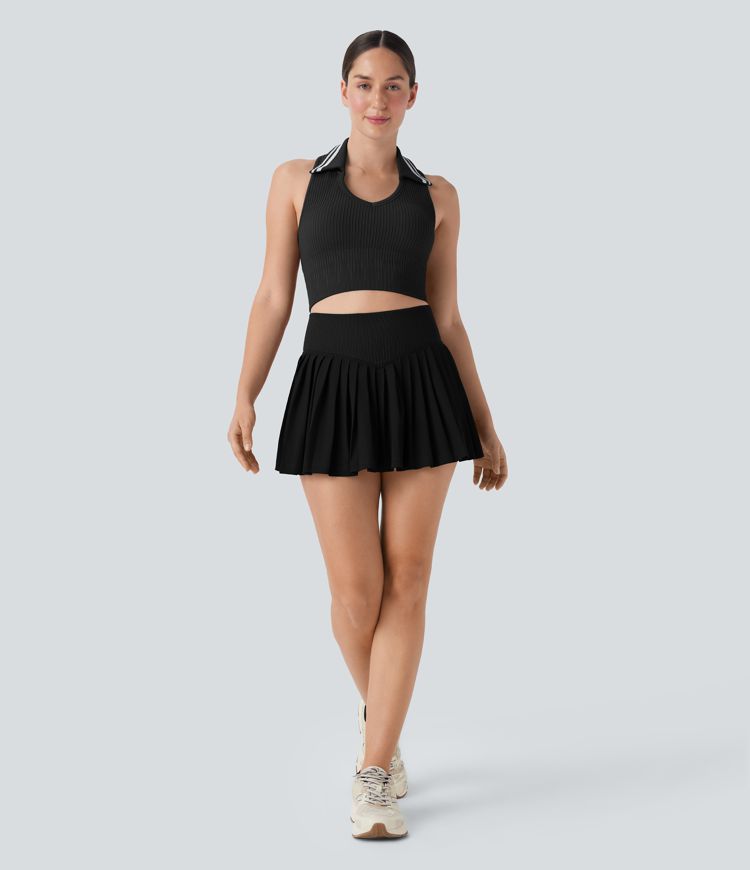 OneForm Seamless Flow Racerback Color Block Cropped Tennis Tank Top