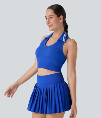 OneForm Seamless Flow Racerback Color Block Cropped Tennis Tank Top