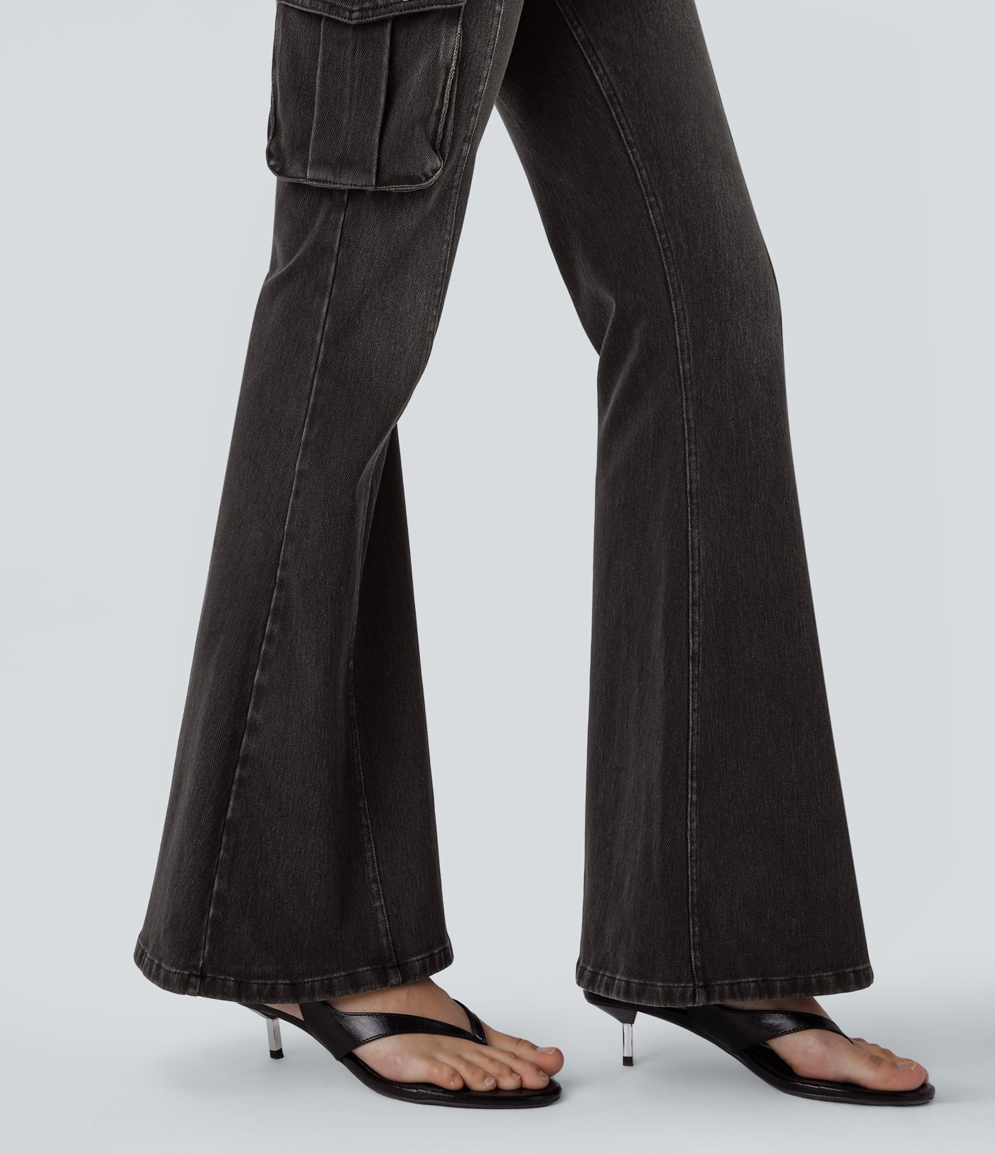 Halara Flex™ Mid Rise Taschen Gewaschene Lässige Cargo Schlag Jeans