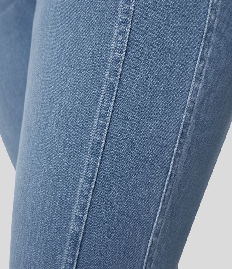 Jeans Halara Flex™ Denim Ajustado de tiro alto con bolsillos y botones en tallas grandes