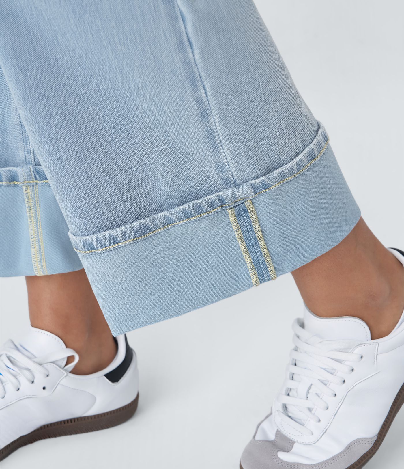 Halara Flex™ Jean Larges Taille Haute Ourlet Roulotté Multiples Poches