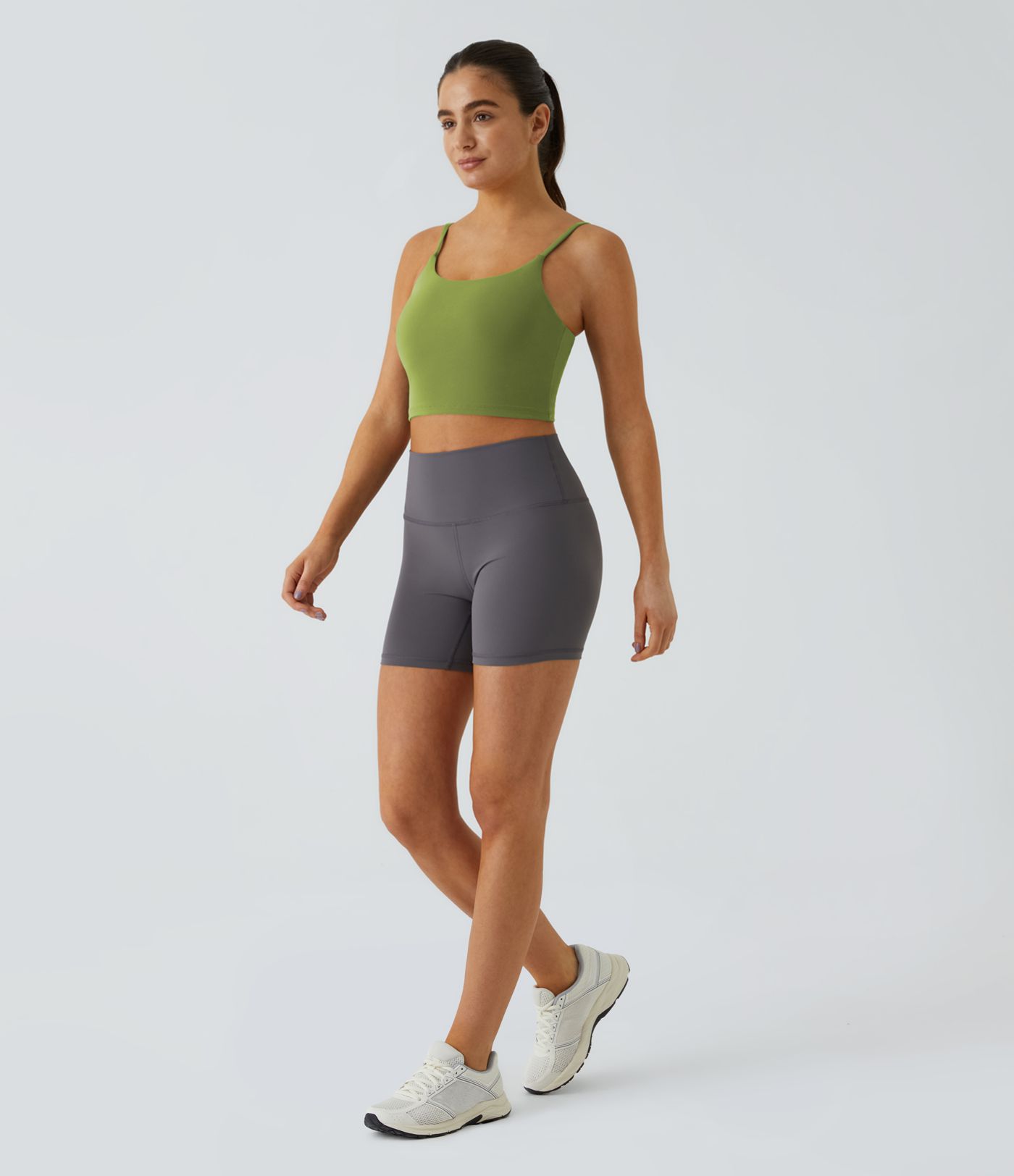 Basic Padded Workout Cropped Low Support Tank Top A-D Cups Basic Padded Workout Cropped Low Support Tank Top A-D Cups
