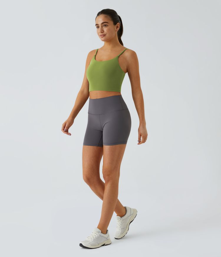 Basic Padded Workout Cropped Low Support Tank Top A-D Cups Basic Padded Workout Cropped Low Support Tank Top A-D Cups