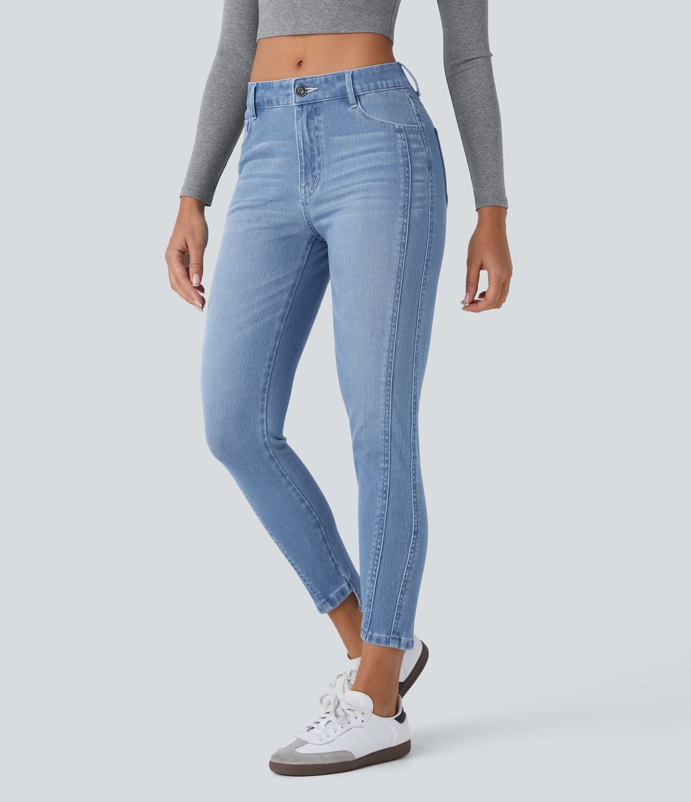 Halara Flex™ Mid Low Rise Zipper Pockets Casual Skinny Jeans