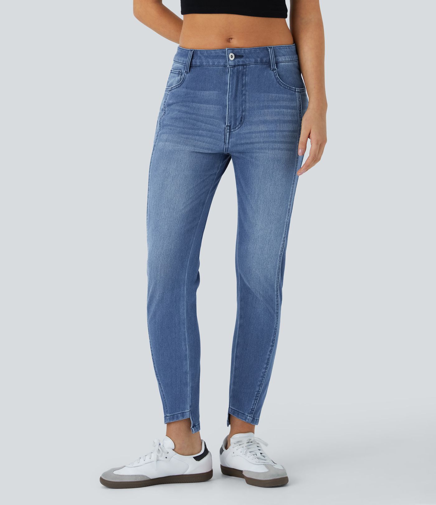 Halara Flex™ Mid Low Rise Zipper Pockets Casual Skinny Jeans