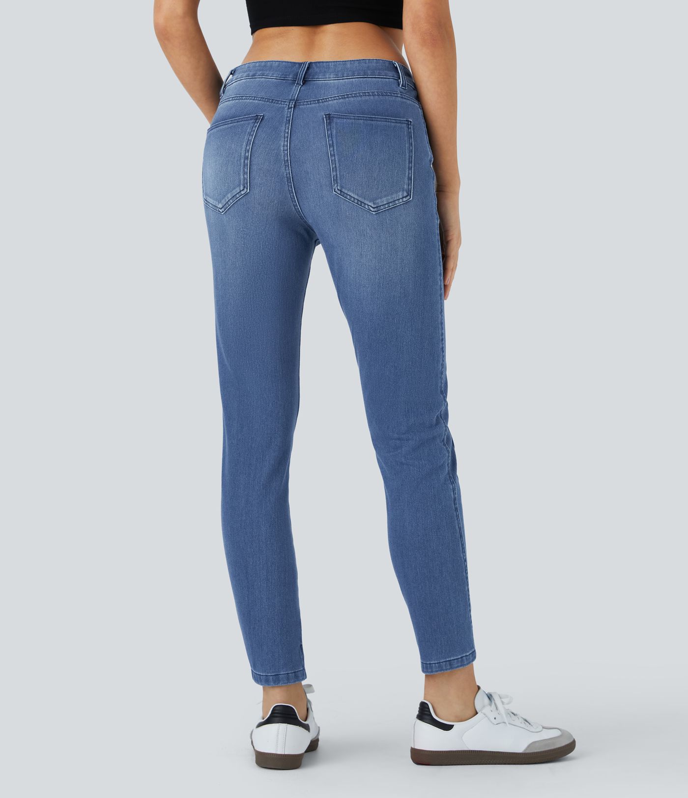 Halara Flex™ Mid Low Rise Zipper Pockets Casual Skinny Jeans