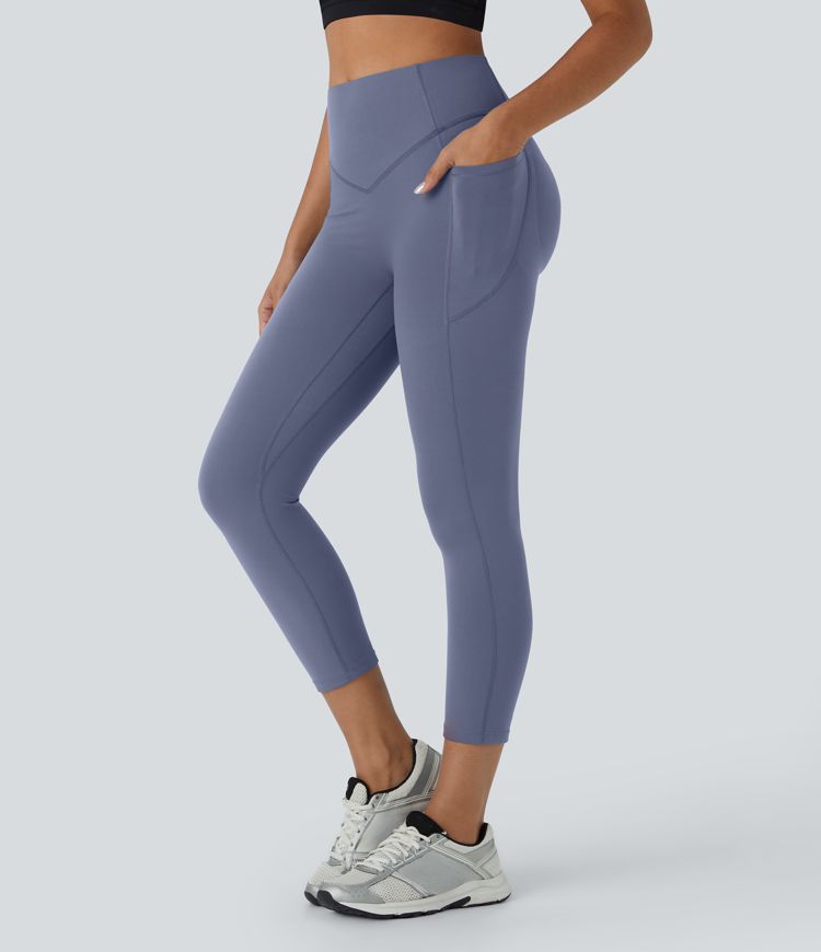 Halara UltraSculpt™ SoCinched Augstās jostas kapri treniņu legingi ar kabatām, kas paceļamvietu un kontrolē vēderu