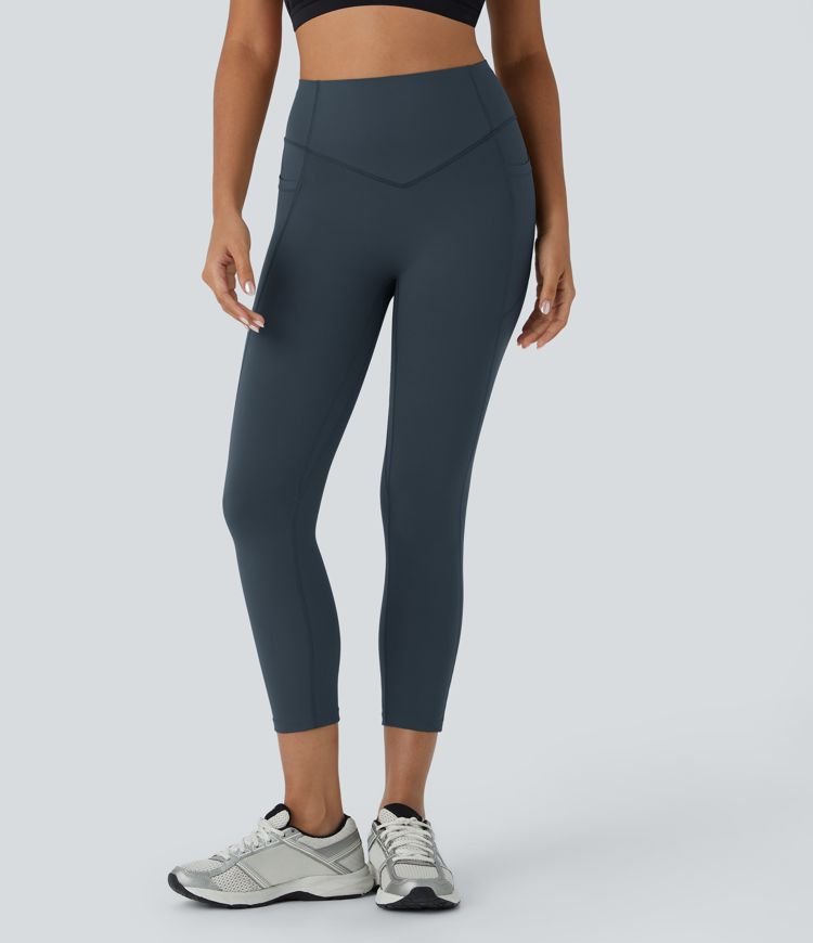 SoCinched High Waisted Butt Lifting Tummy Control Side Pocket Shaping Capri Training UltraSculpt Leggings
