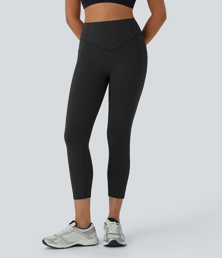 SoCinched High Waisted Butt Lifting Tummy Control Side Pocket Shaping Capri Training UltraSculpt Leggings
