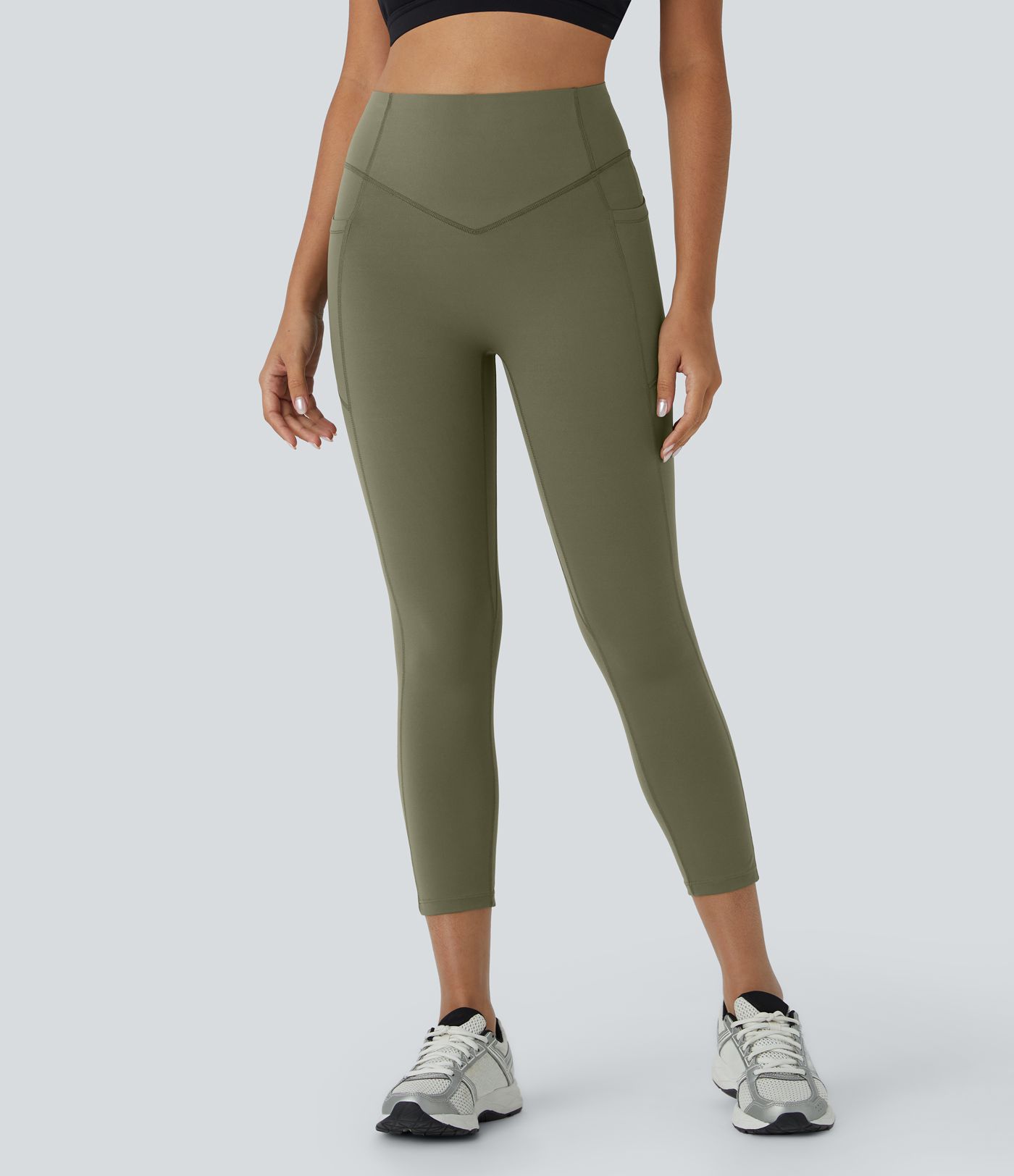 Halara UltraSculpt™ SoCinched Aukštos juosmens suspaudžiamosios treniruočių tamprės su kišenėmis, pakeliančios sedmenis ir kontroliuojančios pilvą