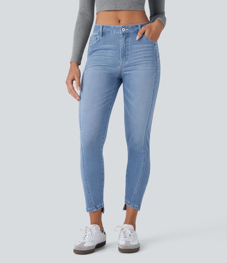 Halara Flex™ Mid Low Rise Zipper Pockets Casual Skinny Jeans