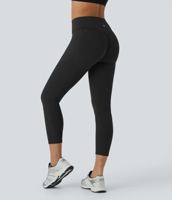 Halara UltraSculpt™ SoCinched Leggings de Capri d'Entraînement avec Contrôle du Ventre, Effet Push-up et Poches